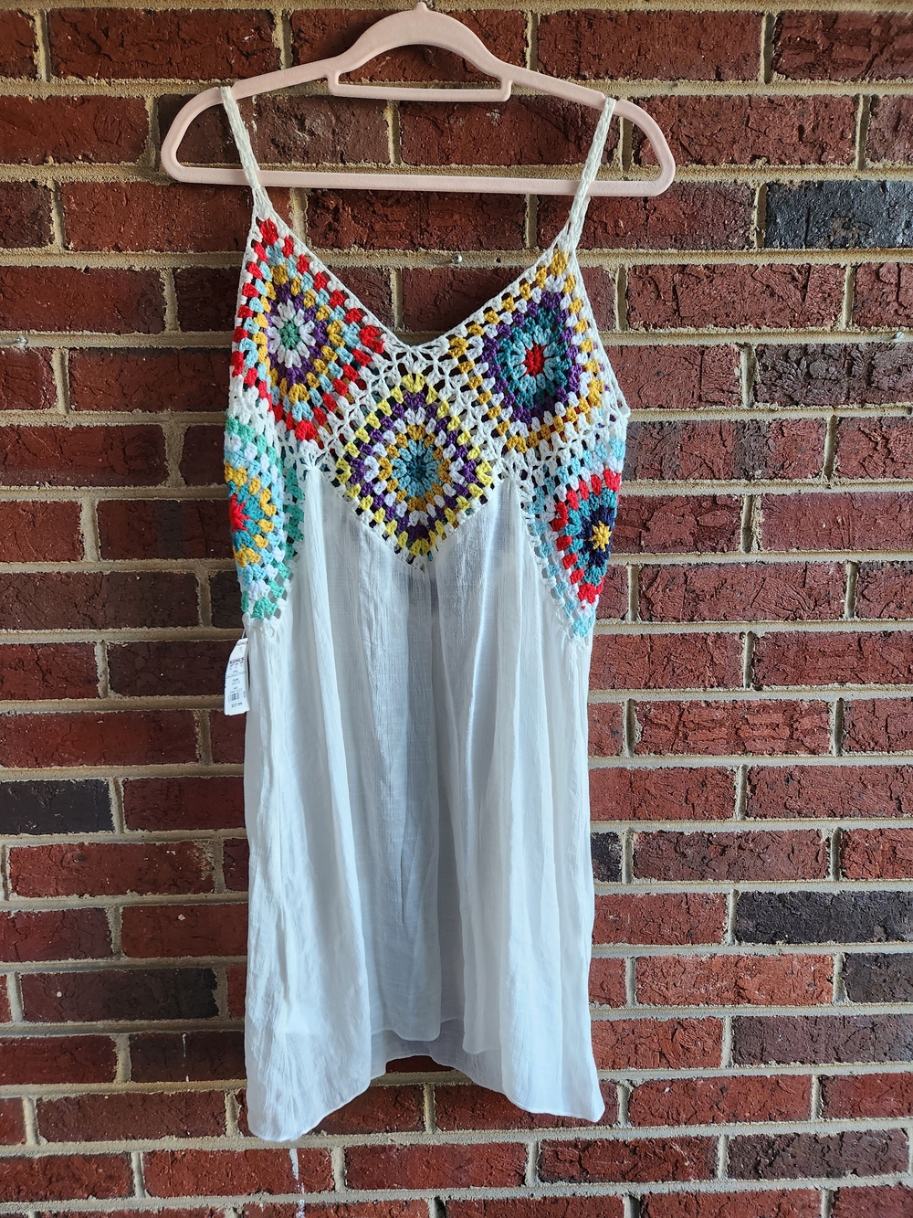 Crochet Yoke White Spaghetti Strap Women's Top Medium NWT